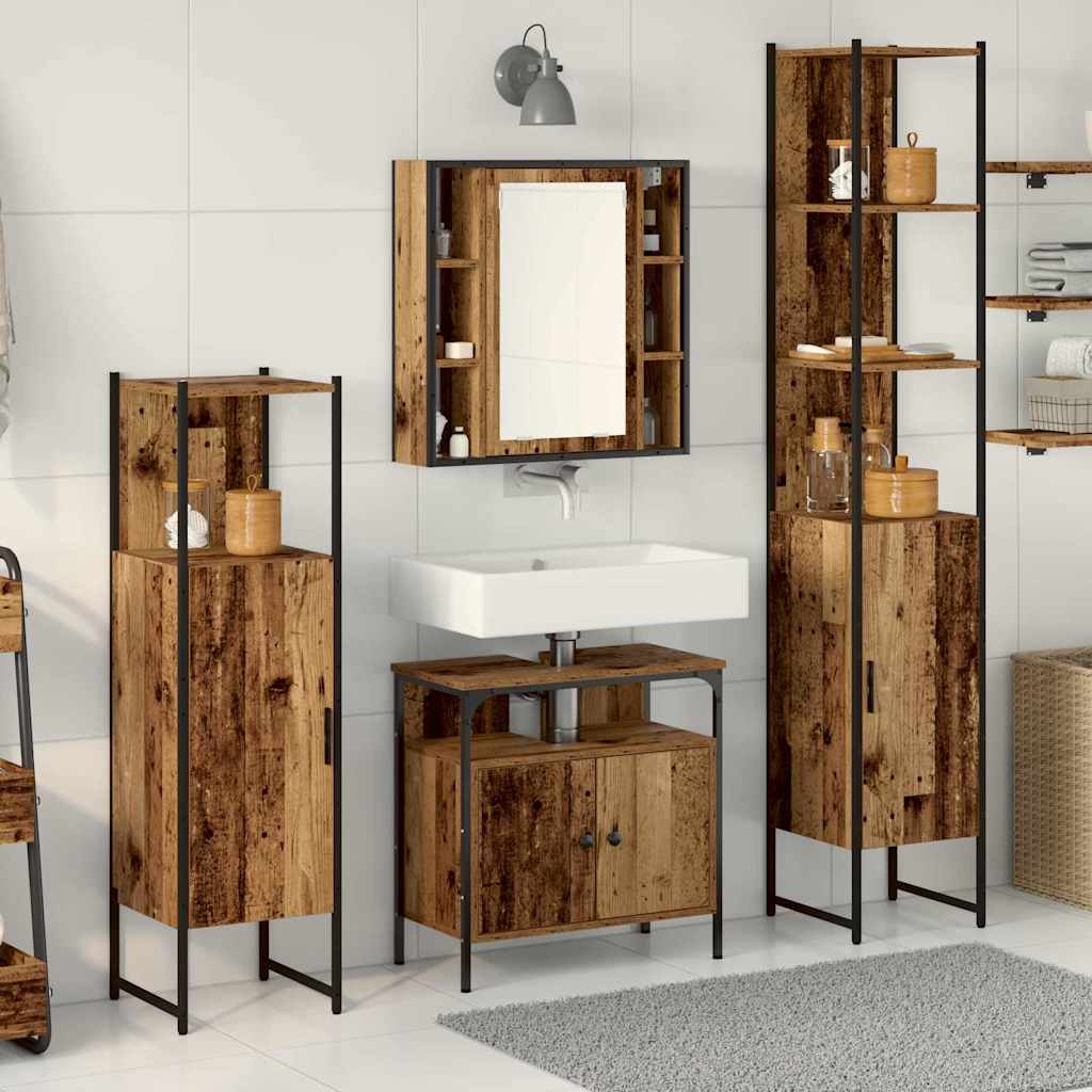 Ensemble de mobilier de salle de bain 4 pc Bois Ancien