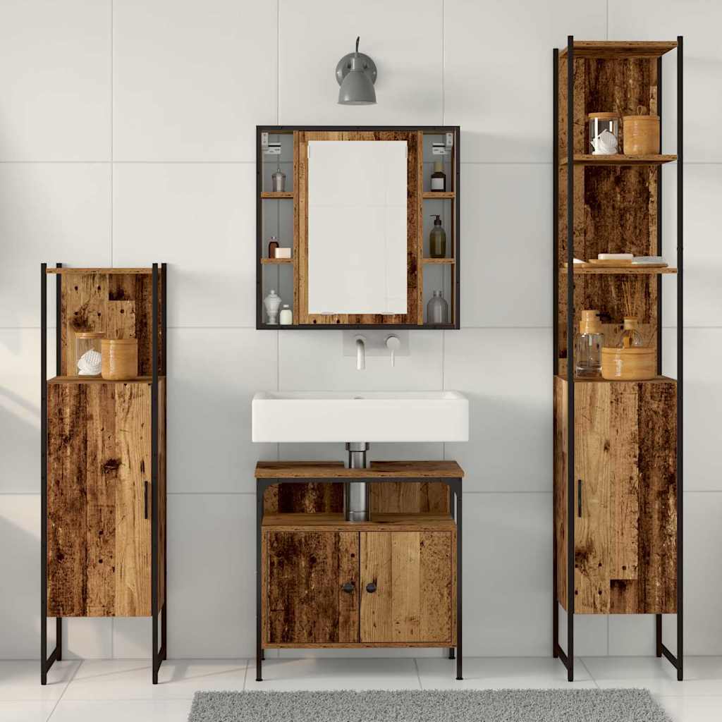 Ensemble de mobilier de salle de bain 4 pc Bois Ancien