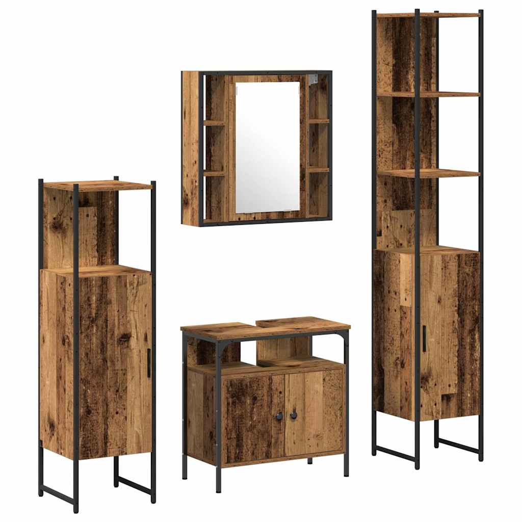 Ensemble de mobilier de salle de bain 4 pc Bois Ancien