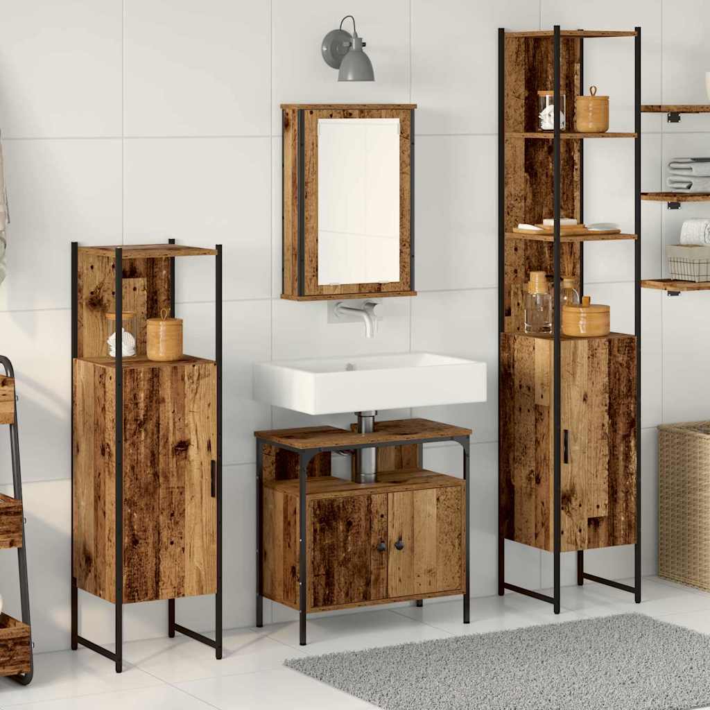 Ensemble de mobilier de salle de bain 4 pc Bois Ancien