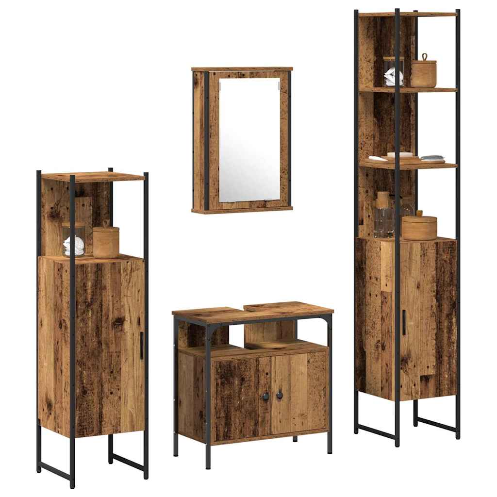 Ensemble de mobilier de salle de bain 4 pc Bois Ancien