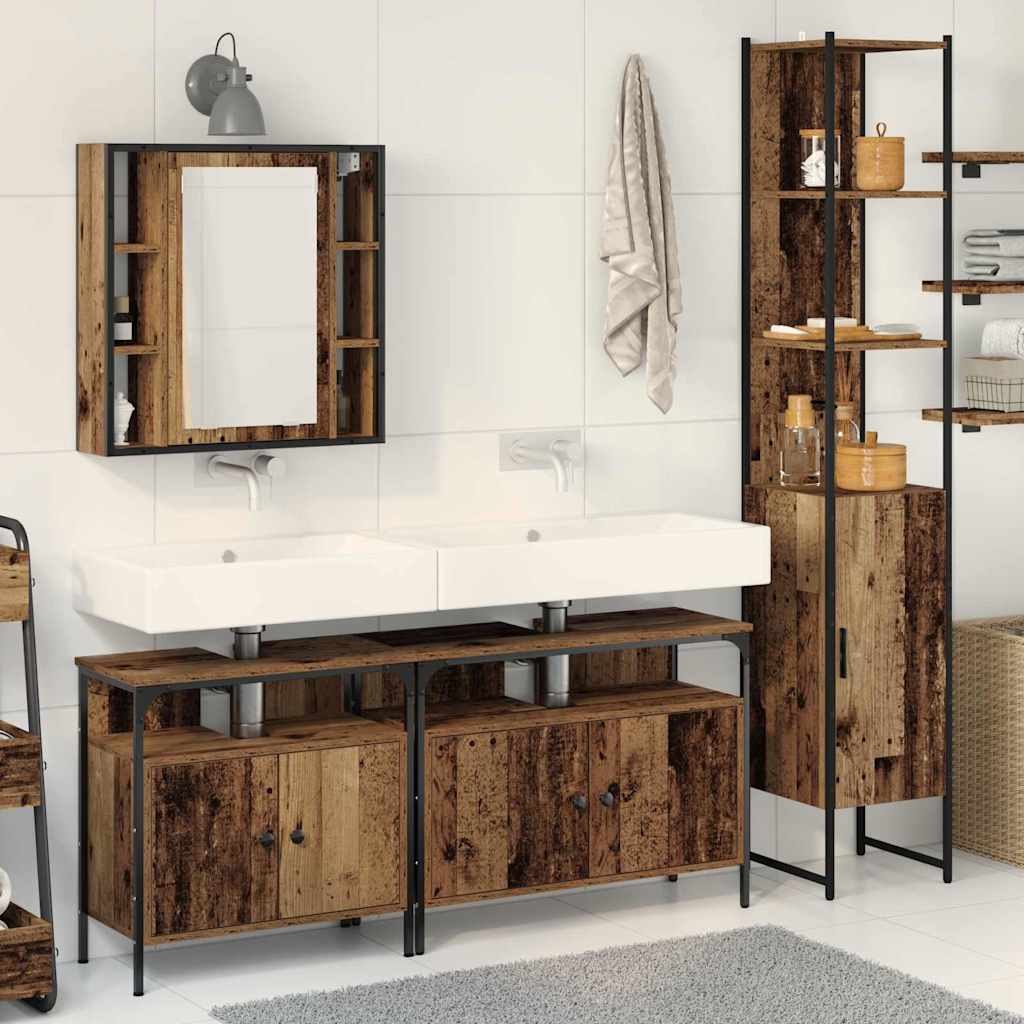 Ensemble de mobilier de salle de bain 4 pc Bois Ancien