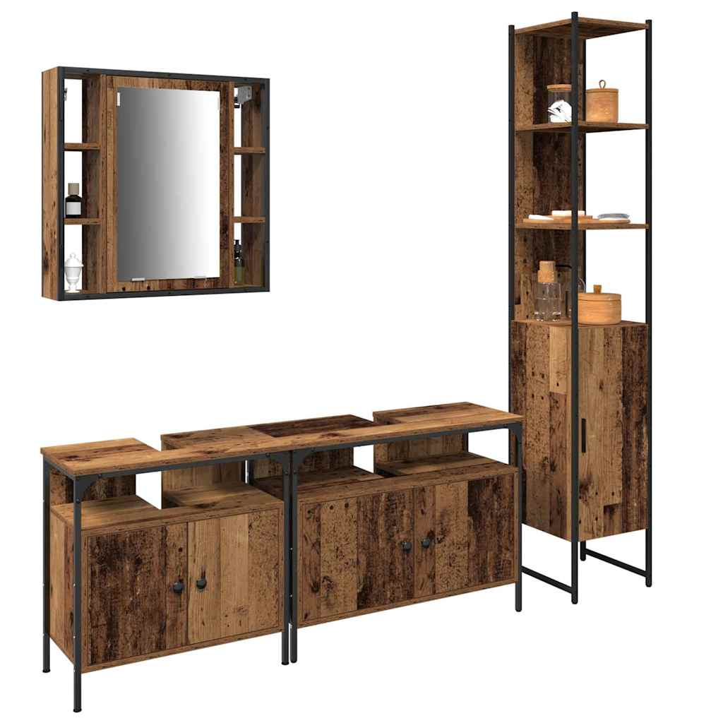 Ensemble de mobilier de salle de bain 4 pc Bois Ancien