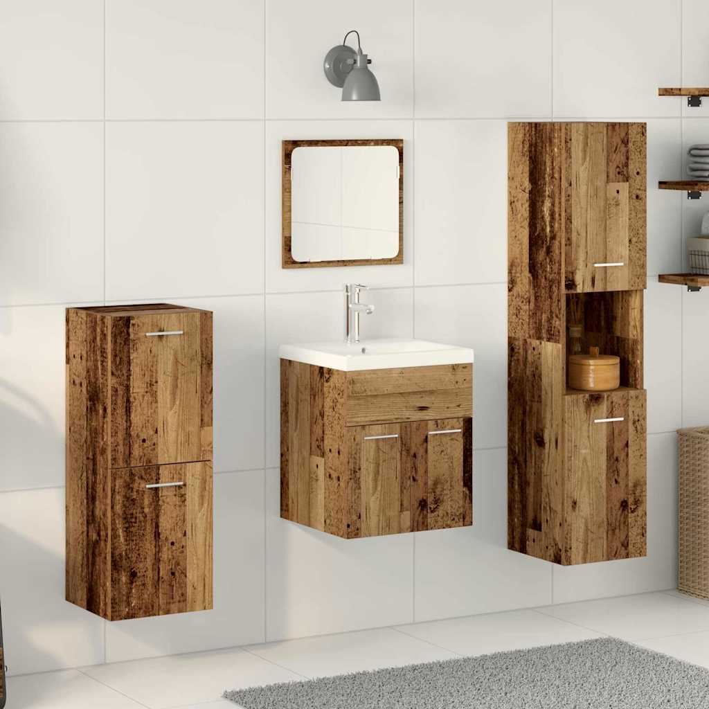 Ensemble de mobilier de salle de bain 4 pc Bois Ancien