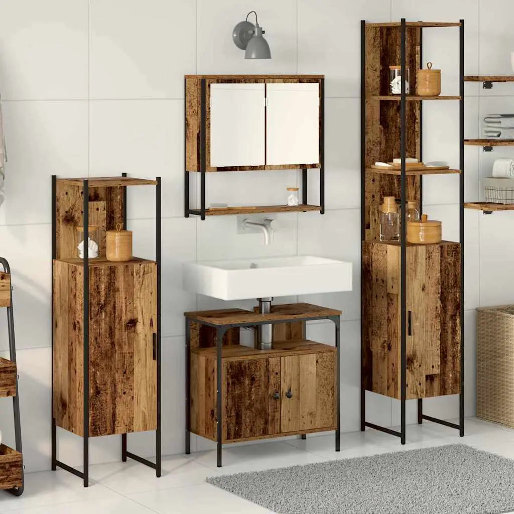 Ensemble de mobilier de salle de bain 4 pc Bois Ancien - XIOS