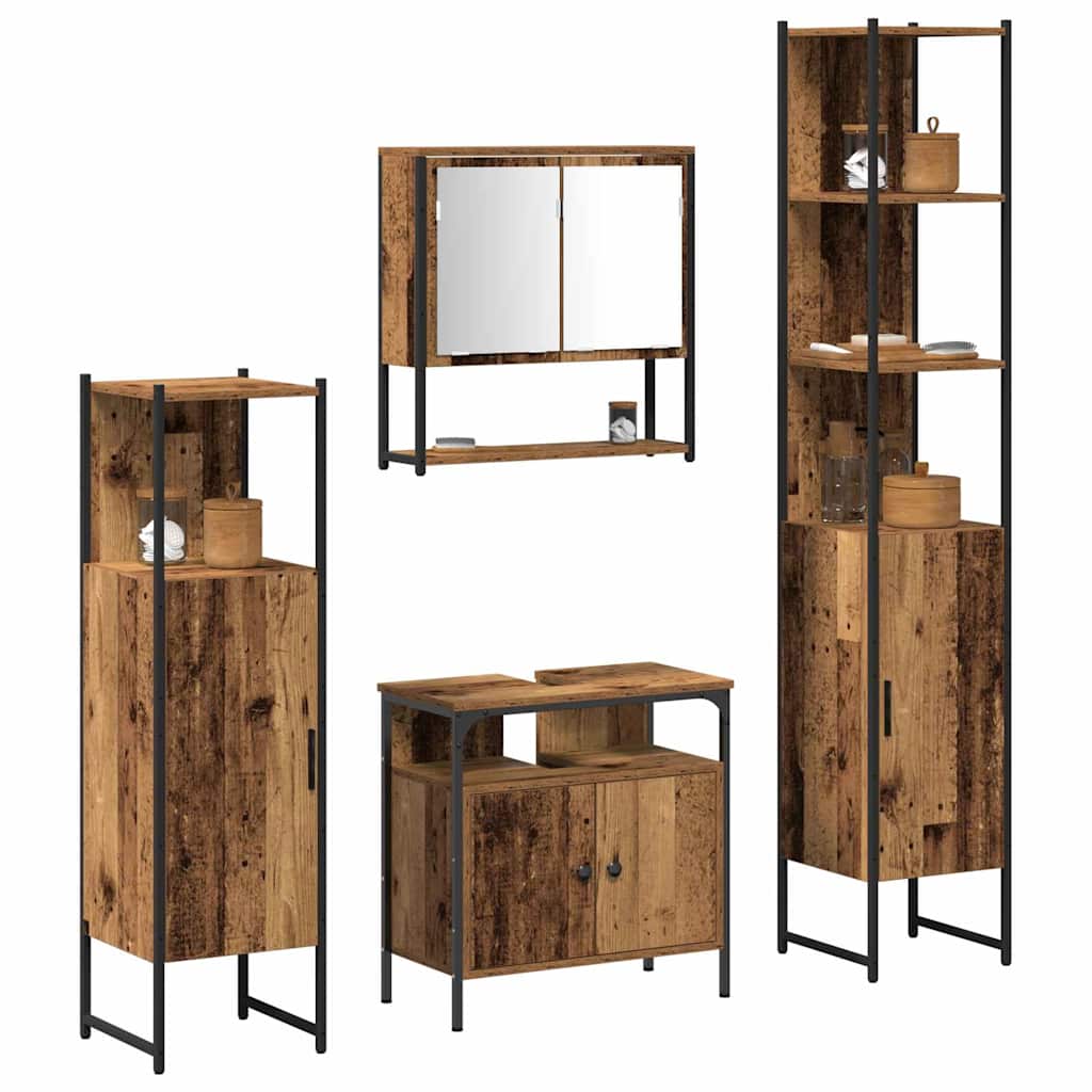 Ensemble de mobilier de salle de bain 4 pc Bois Ancien
