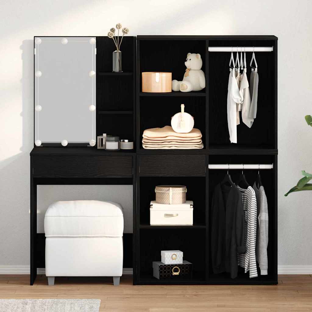 Table de maquillage LED Chêne noir 140 x 40 x 140 cm - XIOS