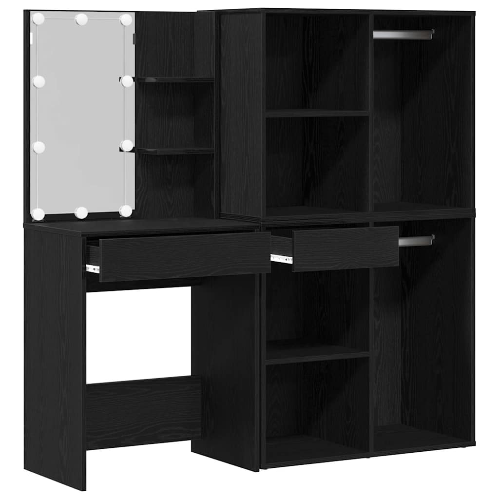 Table de maquillage LED Chêne noir 140 x 40 x 140 cm - XIOS