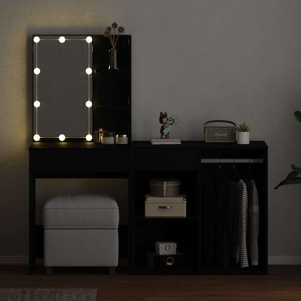 Ensemble de table de maquillage LED Chêne noir