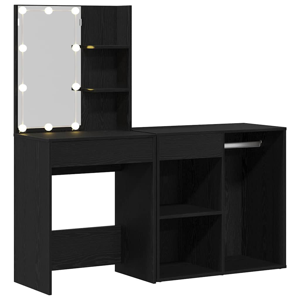 Table de maquillage LED Chêne noir 140 x 40 x 140 cm - XIOS