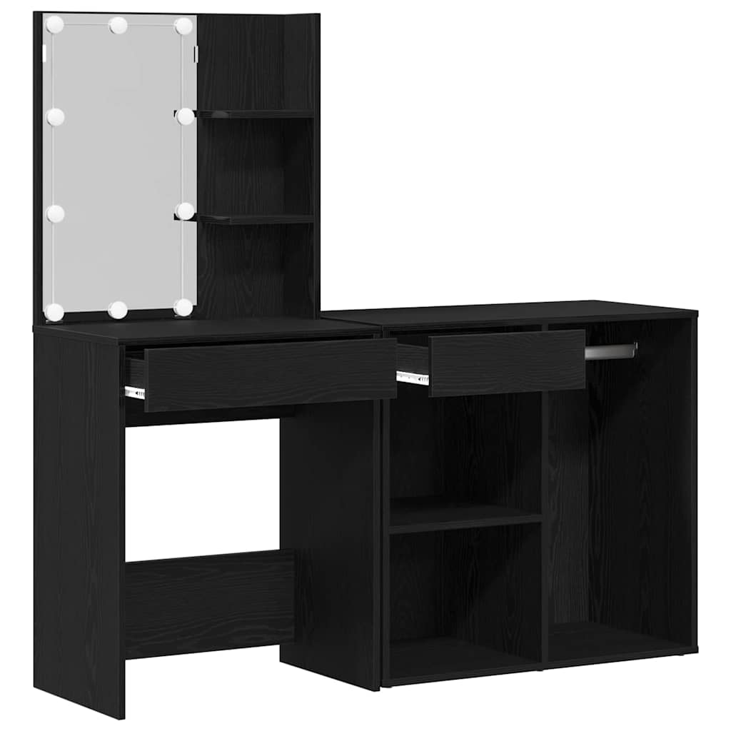 Table de maquillage LED Chêne noir 140 x 40 x 140 cm - XIOS