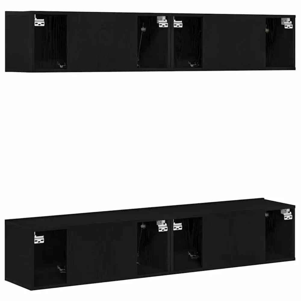 Ensemble meuble TV 4 pc Chêne noir Bois d’ingénierie - XIOS Store SNC