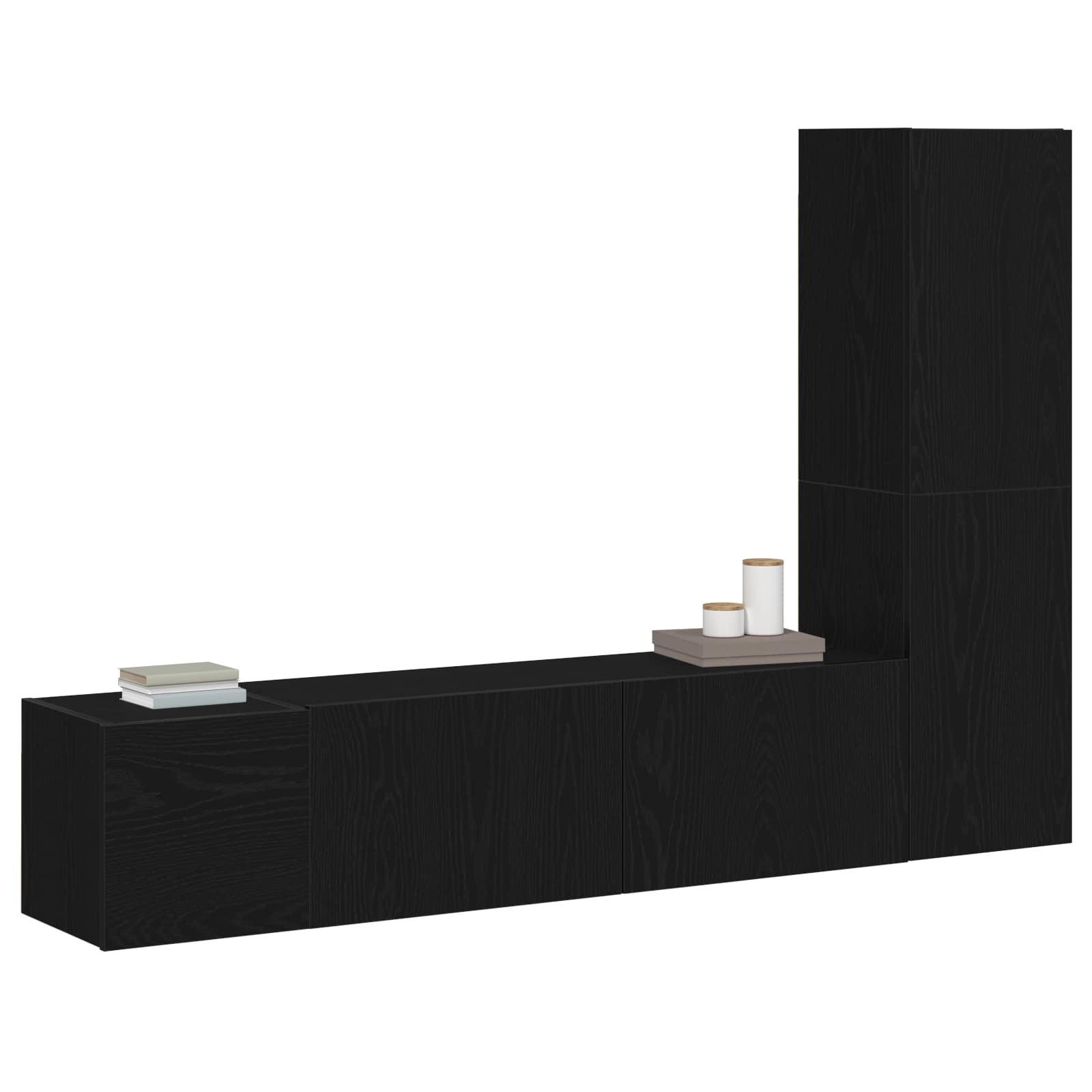 Ensemble meuble TV 4 pc Chêne noir Bois d'ingénierie
