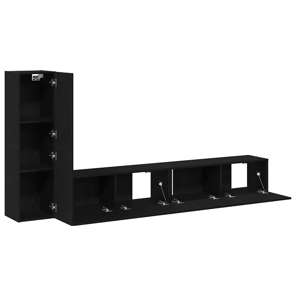 Ensemble meuble TV 3 pc Chêne noir Bois d'ingénierie