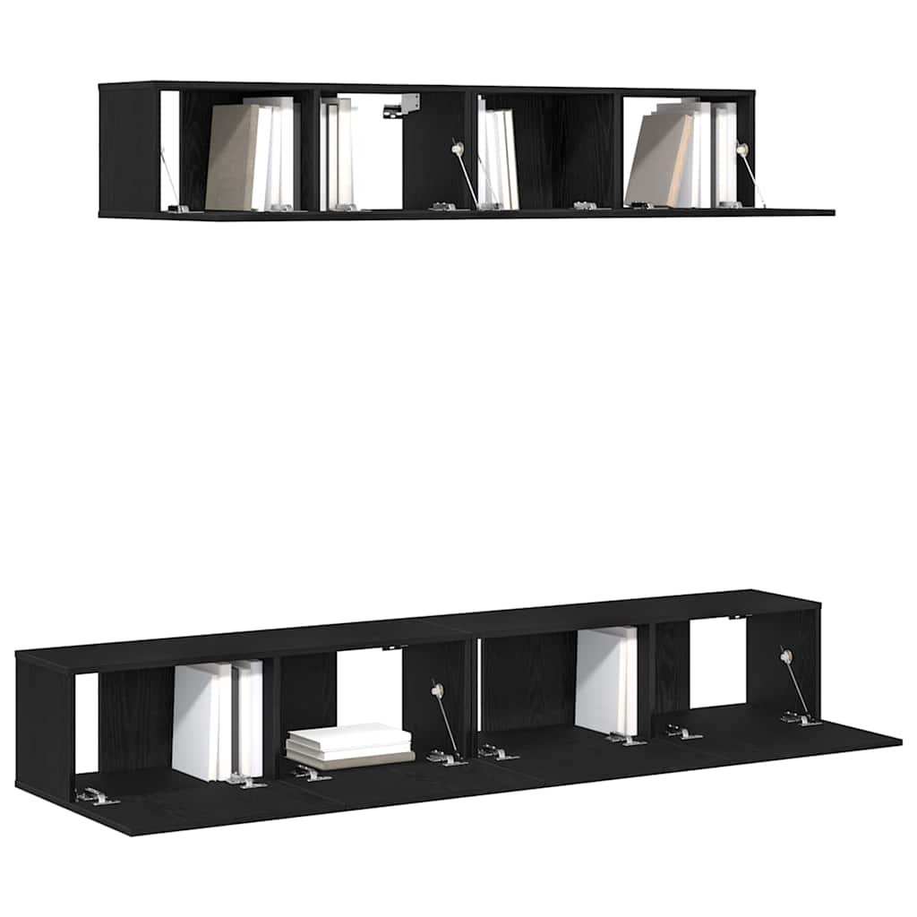 Ensemble meuble TV 4 pc Chêne noir Bois d'ingénierie