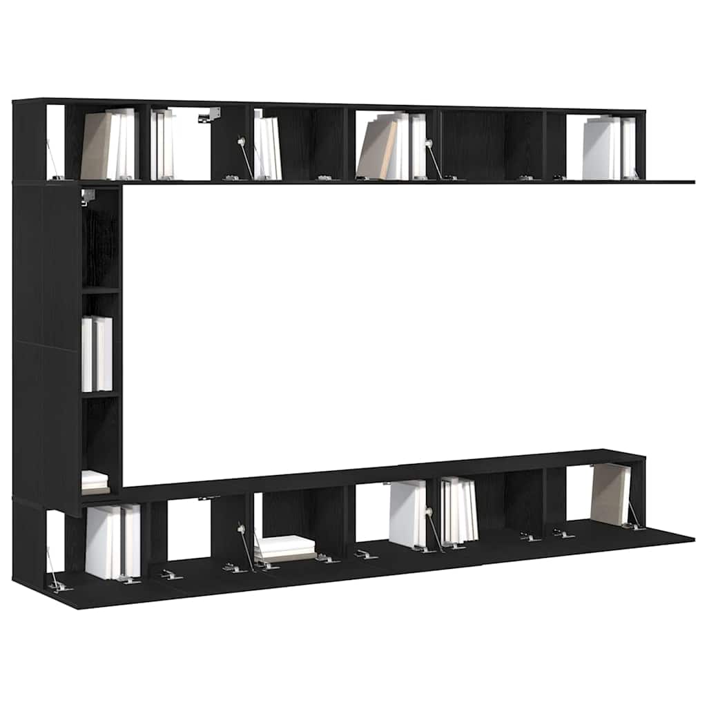 Ensemble meuble TV 9 pc Chêne noir Bois d'ingénierie