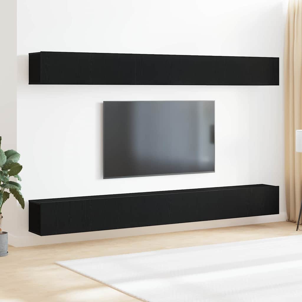 Ensemble meuble TV 6 pc Chêne noir Bois d'ingénierie