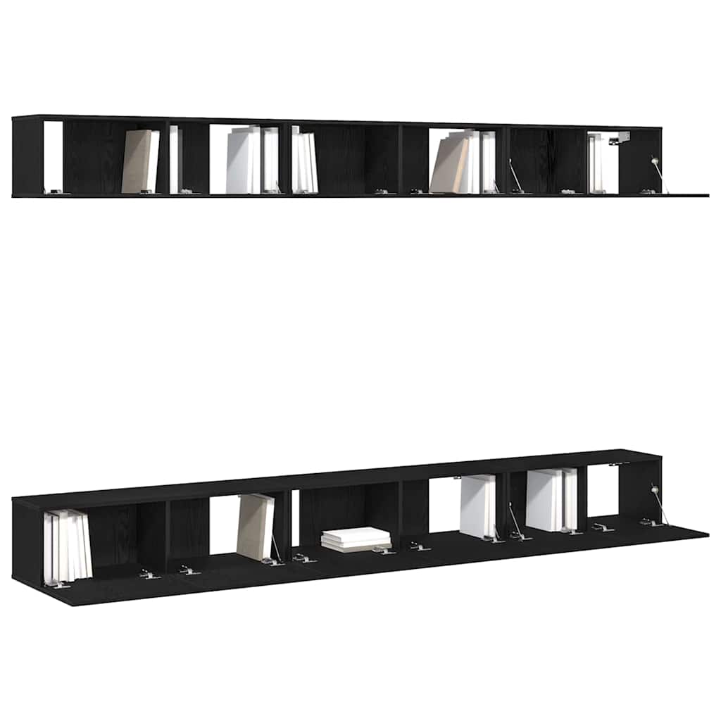 Ensemble meuble TV 6 pc Chêne noir Bois d'ingénierie