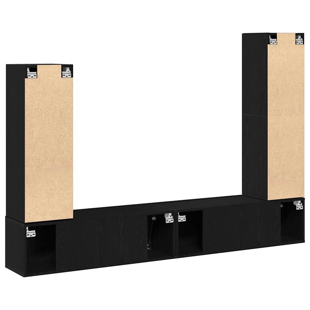 Ensemble meuble TV 6 pc Chêne noir Bois d'ingénierie