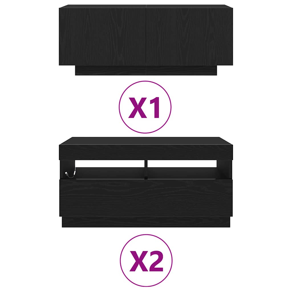 Ensemble meuble TV Montage mural 3 pcs Noir 260 x 35 x 40 cm