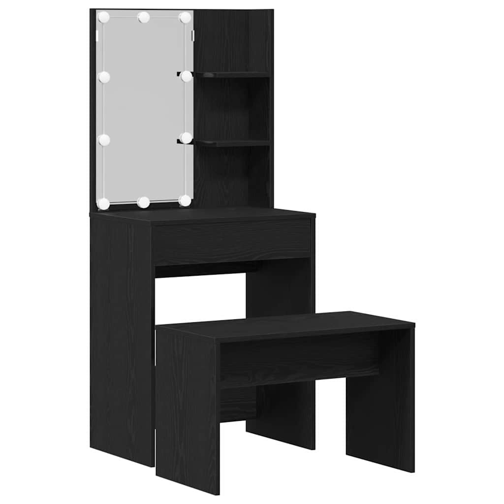 Ensemble de table de maquillage LED 2 pcs Chêne noir - XIOS