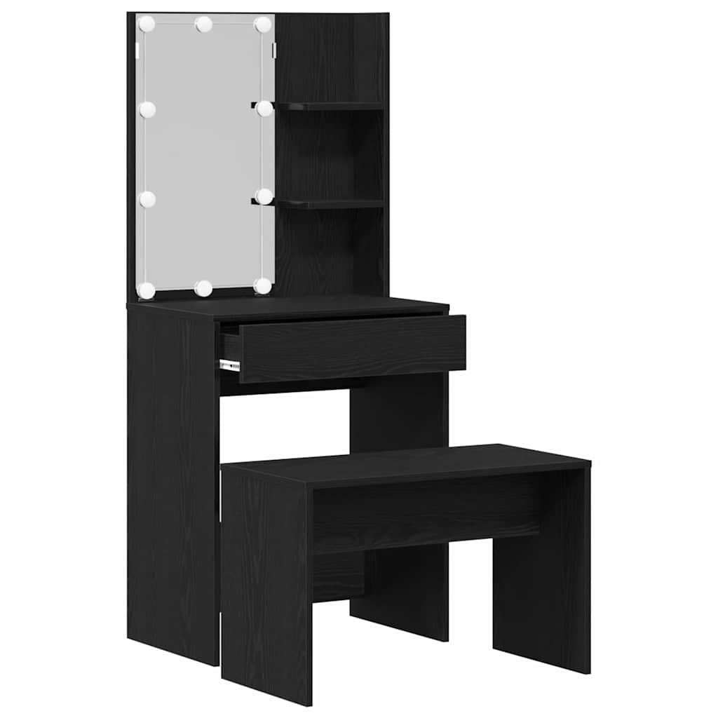 Ensemble de table de maquillage LED 2 pcs Chêne noir - XIOS
