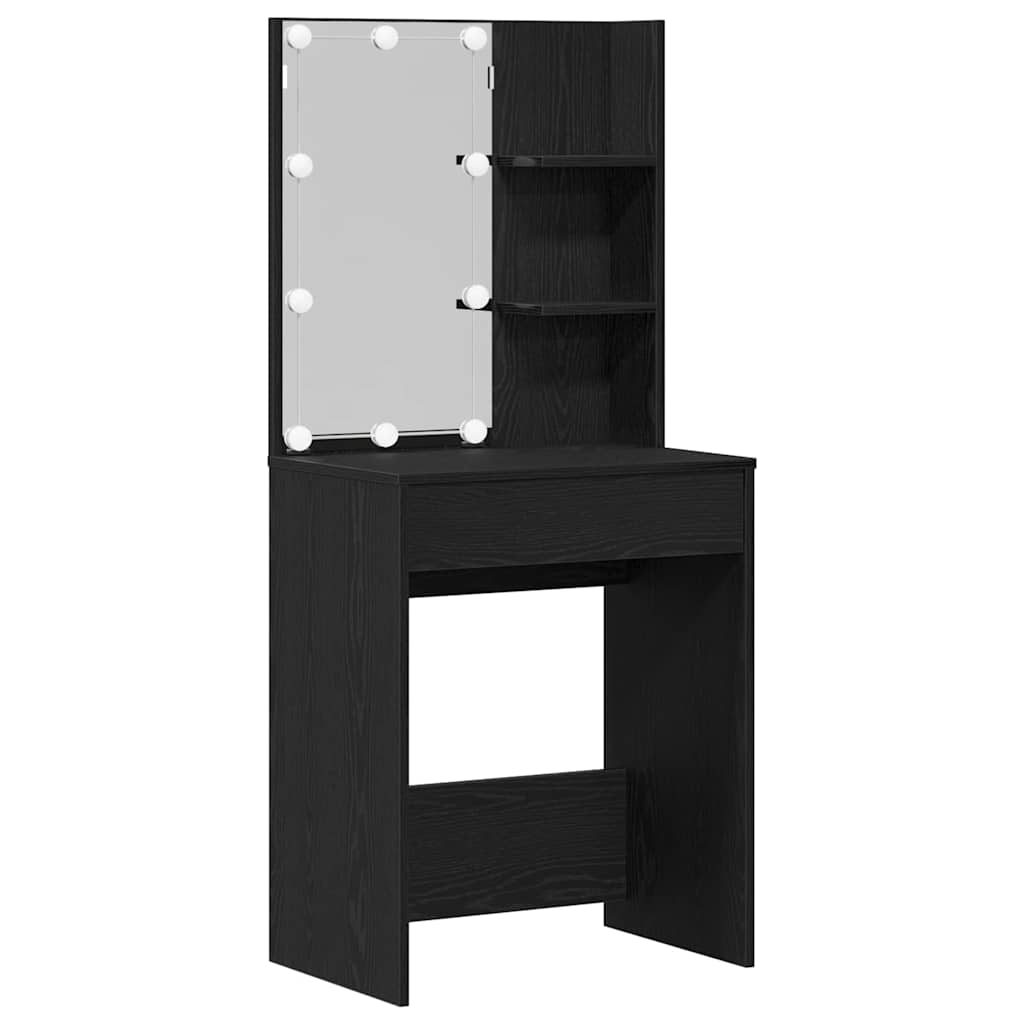 Ensemble de table de maquillage LED 2 pcs Chêne noir - XIOS
