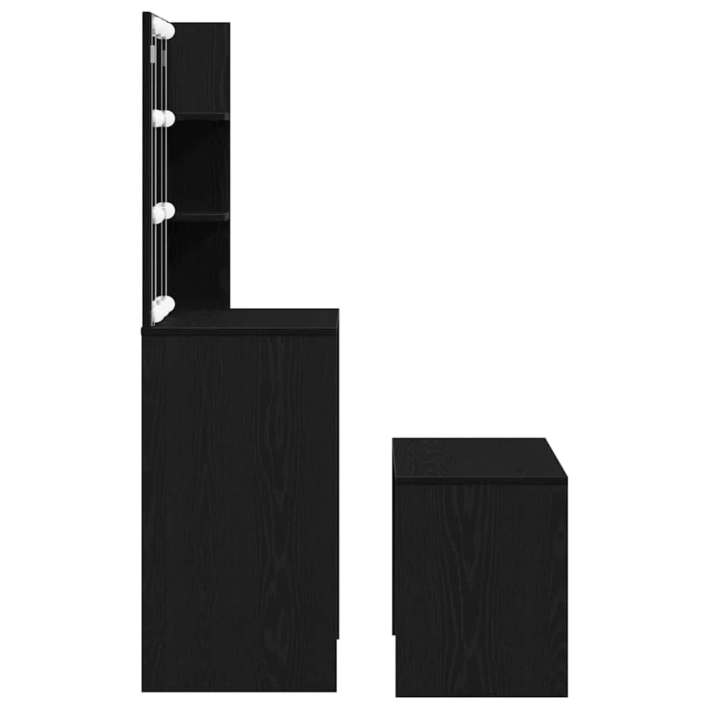 Ensemble de table de maquillage LED 2 pcs Chêne noir - XIOS