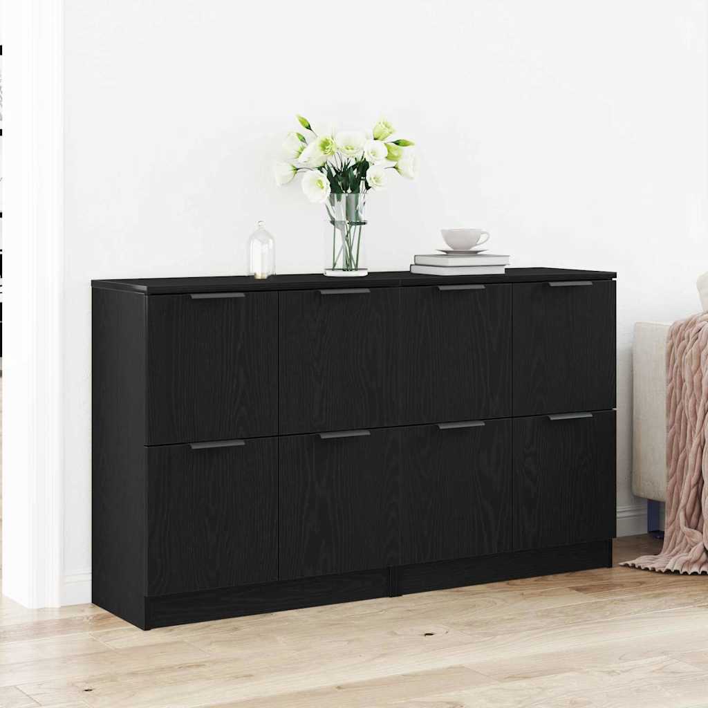 Buffet 2 pcs Chêne noir 60 x 30 x 70 cm Bois d'ingénierie - XIOS