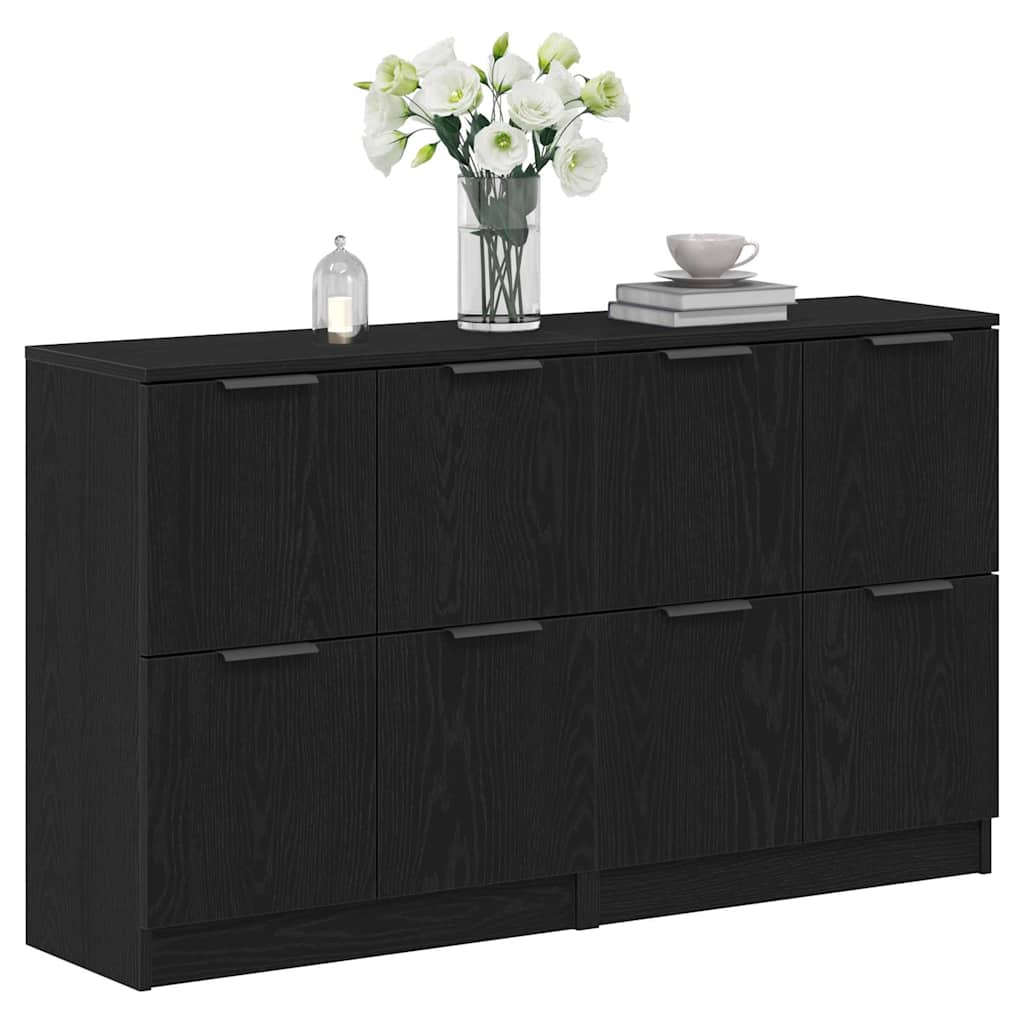 Buffet 2 pcs Chêne noir 60 x 30 x 70 cm Bois d'ingénierie - XIOS