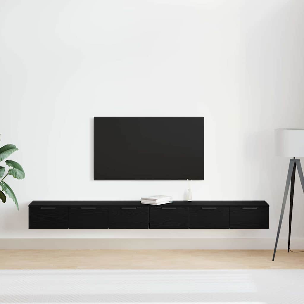 Meuble mural avec tiroir 2 pcs Chêne noir 102 x 30 x 20 cm - XIOS