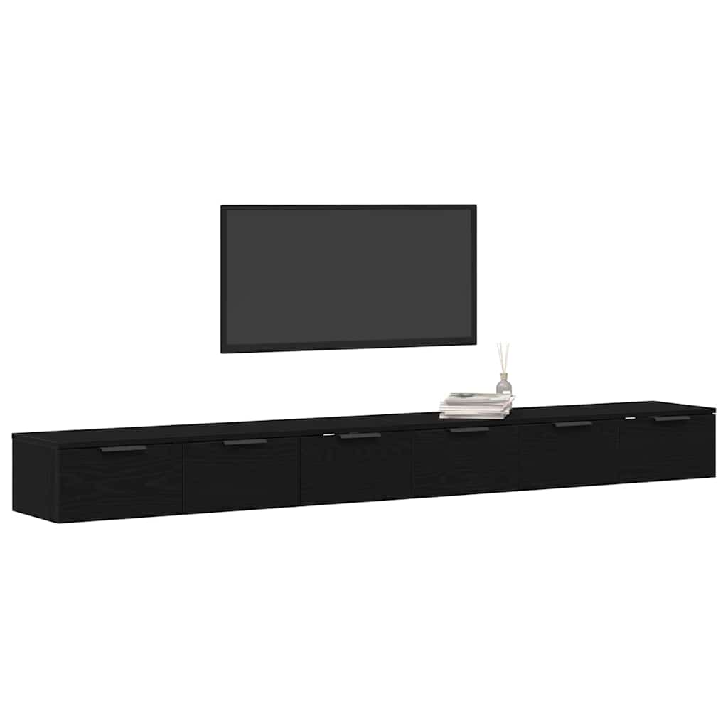 Meuble mural avec tiroir 2 pcs Chêne noir 102 x 30 x 20 cm - XIOS