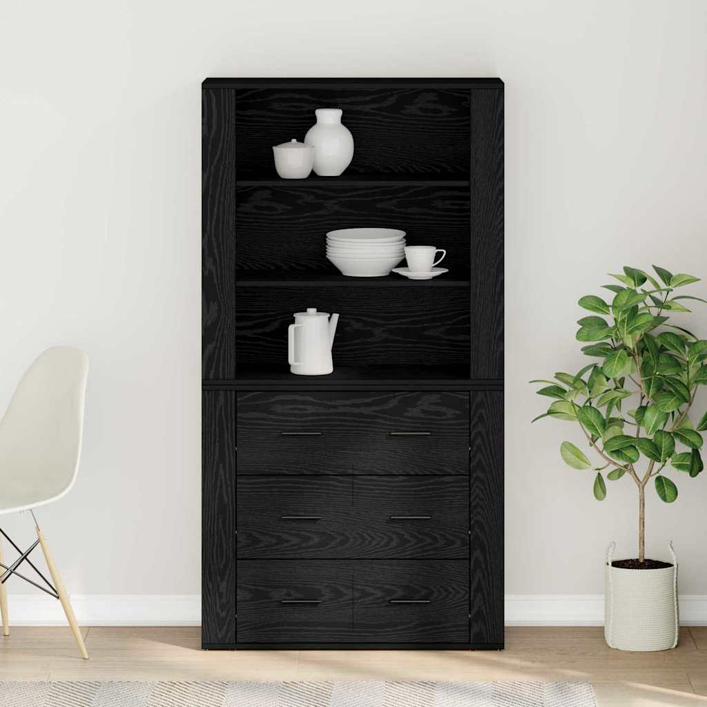 Haut Armoire Chêne noir 80 x 33 x 150 cm Bois d'ingénierie - XIOS