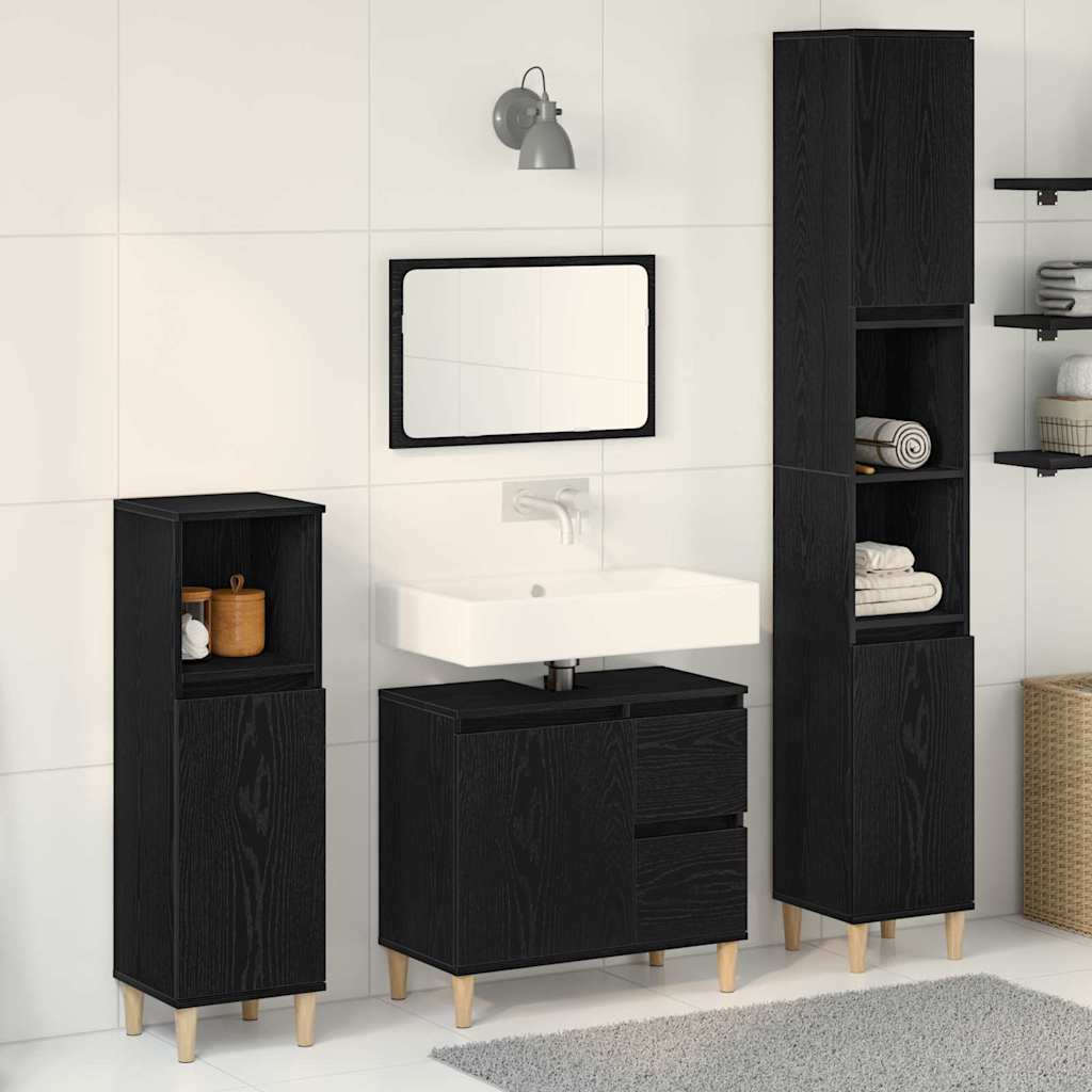 Ensemble de mobilier de salle de bain 3 pc Chêne noir