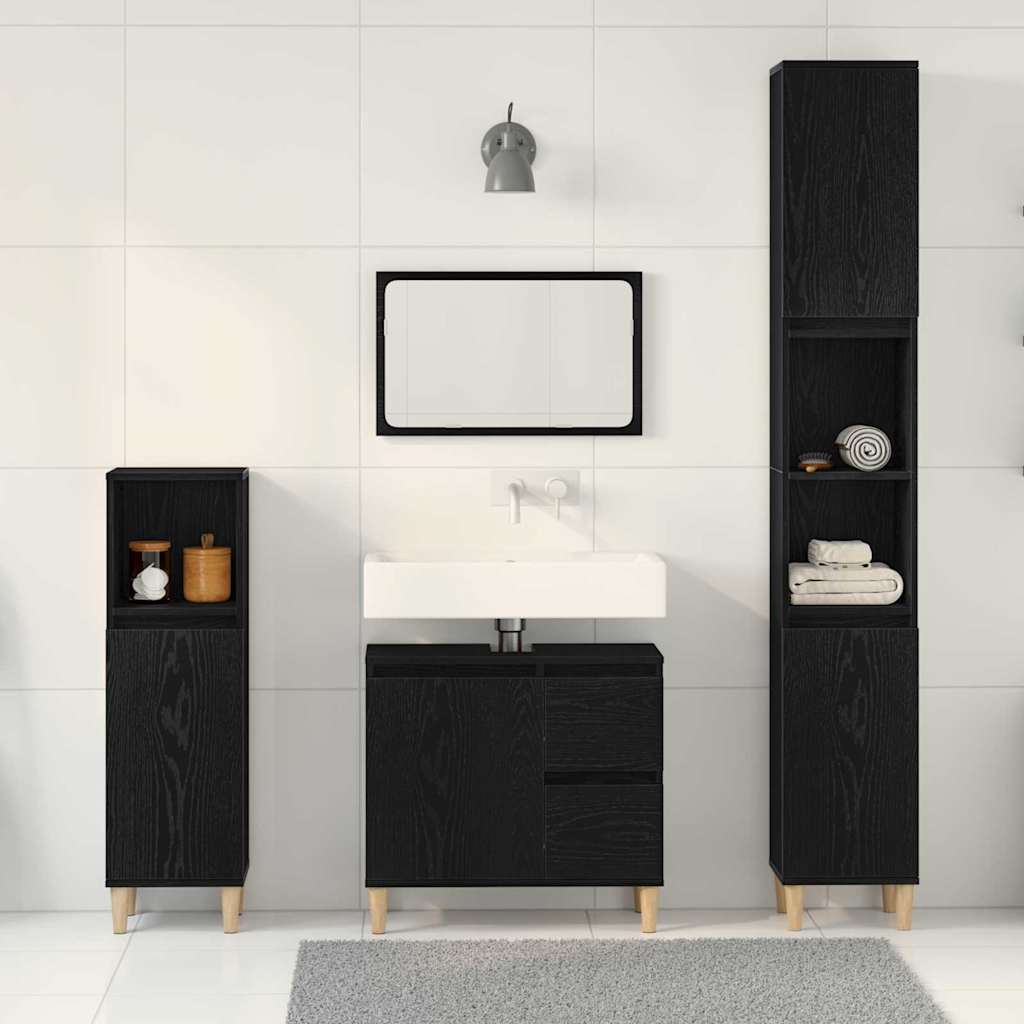 Ensemble de mobilier de salle de bain 3 pc Chêne noir