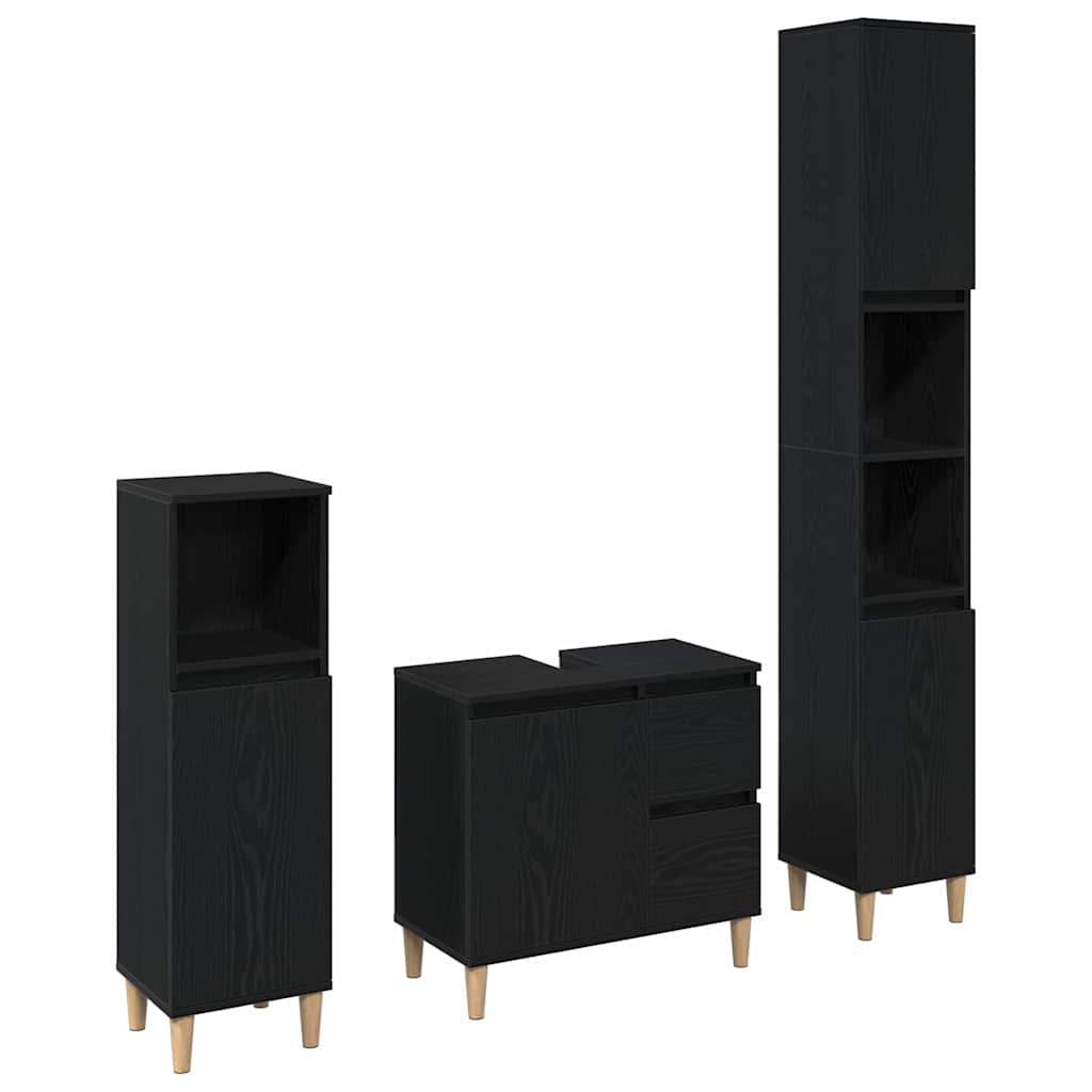 Ensemble de mobilier de salle de bain 3 pc Chêne noir