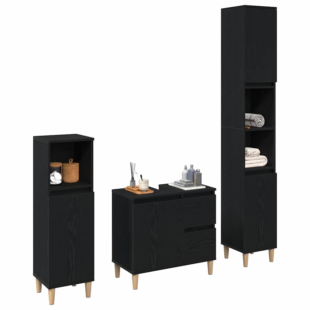 Ensemble de mobilier de salle de bain 3 pc Chêne noir