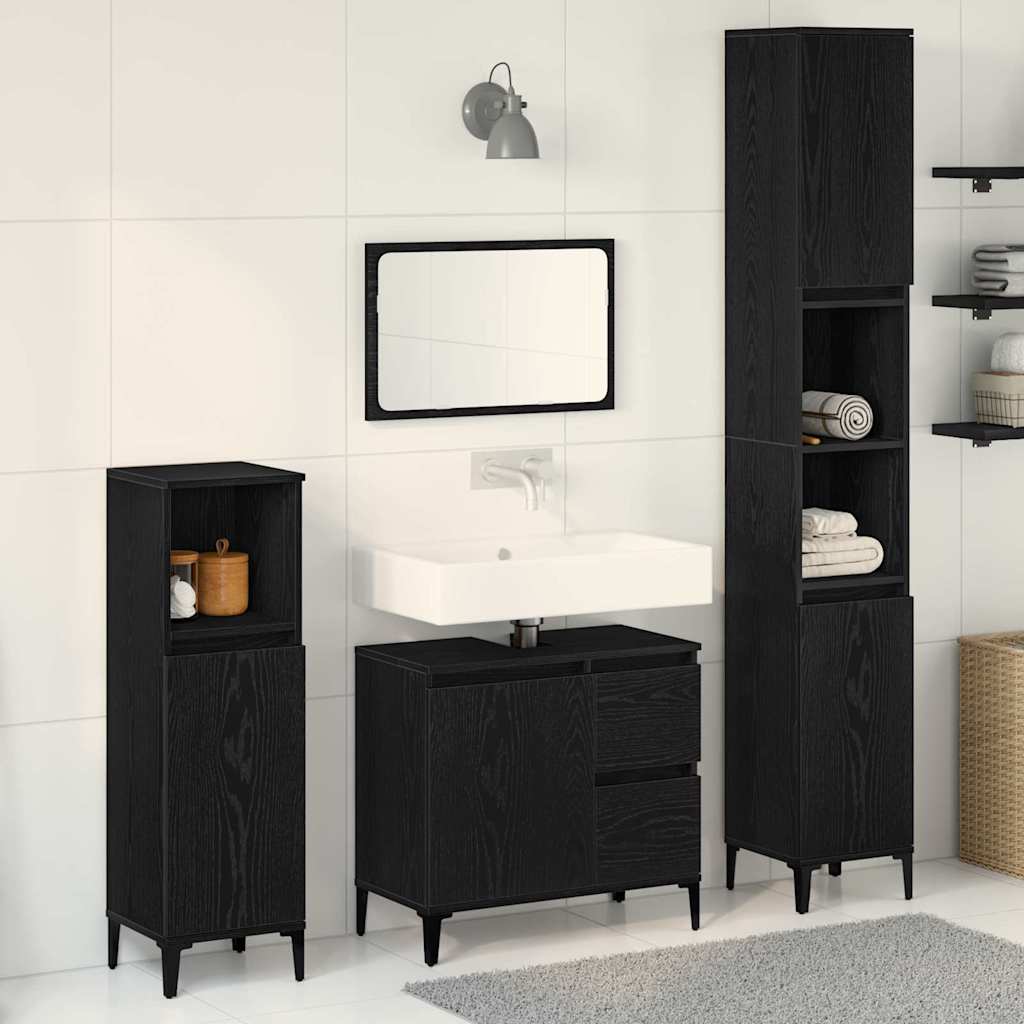 Ensemble de mobilier de salle de bain 3 pièces Chêne noir