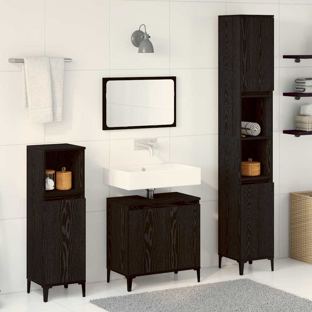 Ensemble de mobilier de salle de bain 3 pc Chêne noir