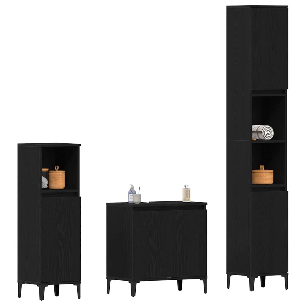 Ensemble de mobilier de salle de bain 3 pc Chêne noir