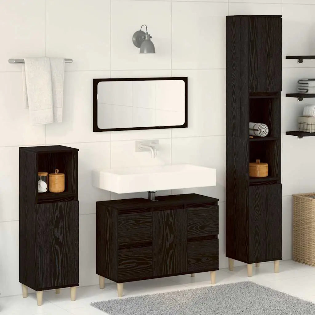 Ensemble de mobilier de salle de bain 3 pièces Chêne noir - XIOS
