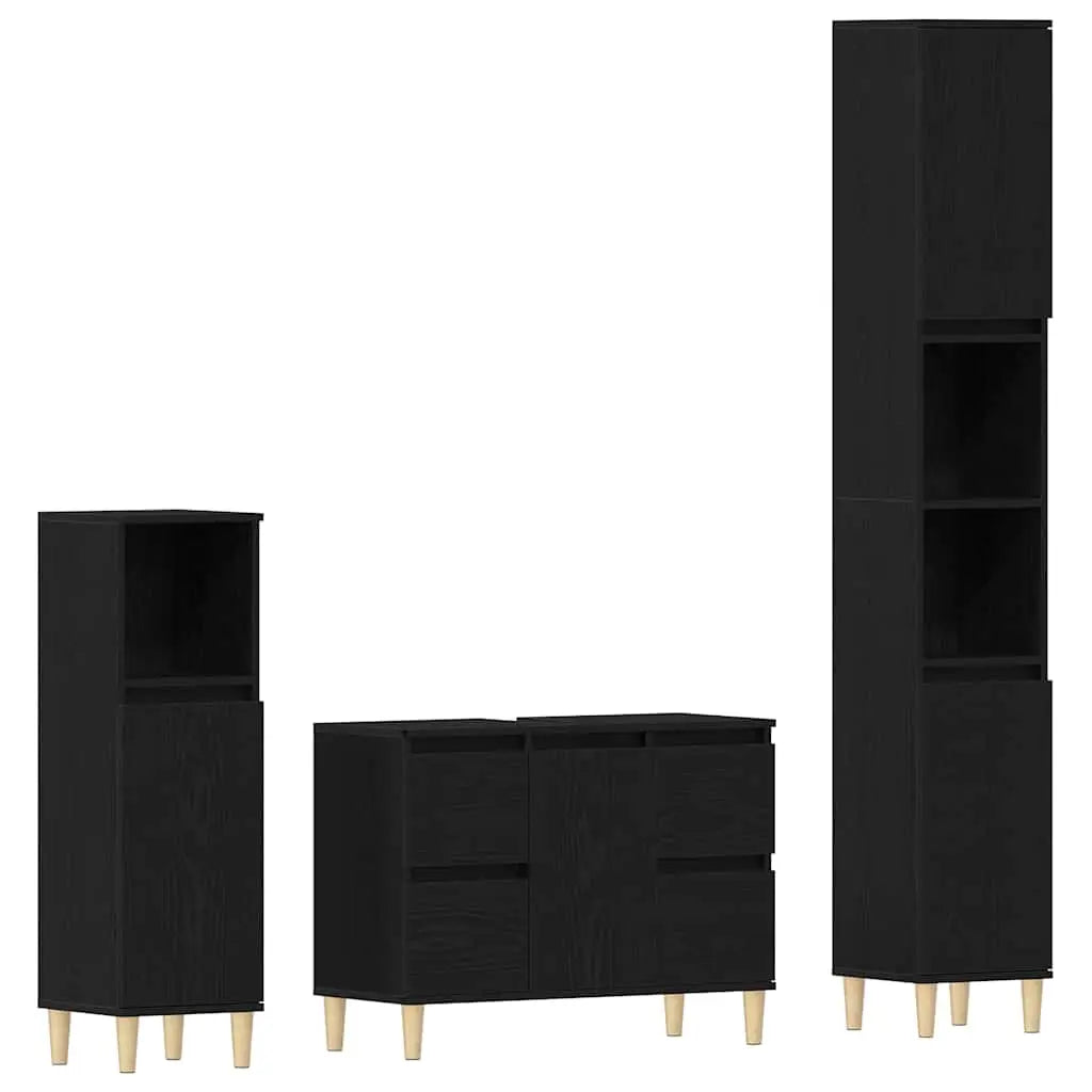 Ensemble de mobilier de salle de bain 3 pièces Chêne noir - XIOS