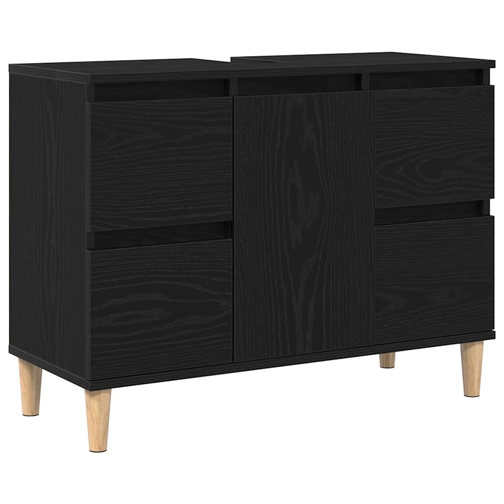 Ensemble de mobilier de salle de bain 3 pièces Chêne noir
