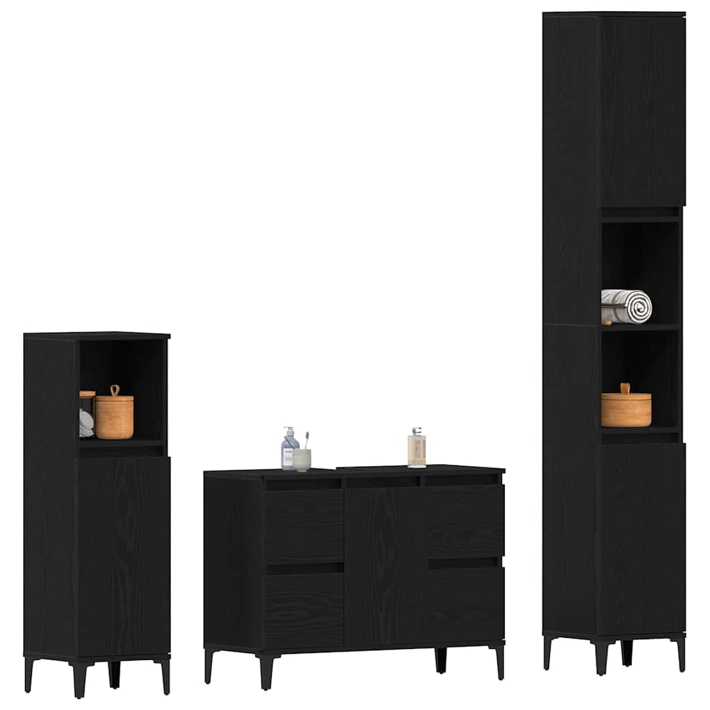 Ensemble de mobilier de salle de bain 3 pc Chêne noir