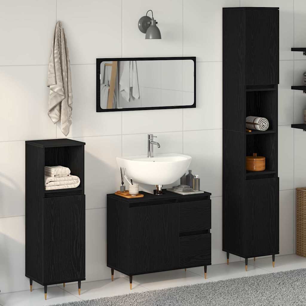 Ensemble de mobilier de salle de bain 3 pc Chêne noir