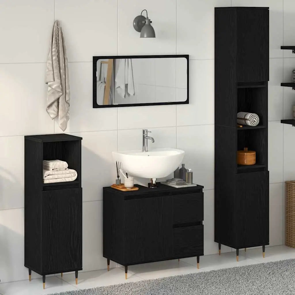 Ensemble de mobilier de salle de bain 3 pc Chêne noir - XIOS