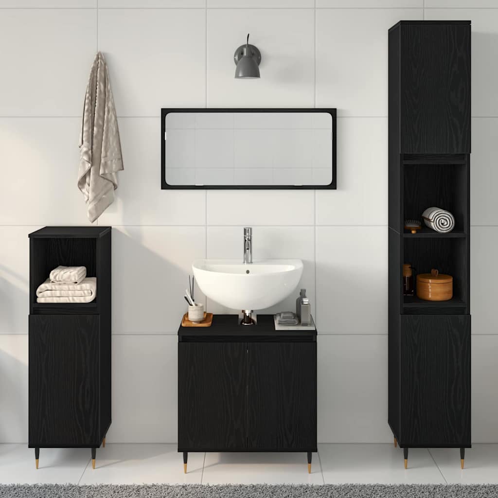 Ensemble de mobilier de salle de bain 3 pc Chêne noir