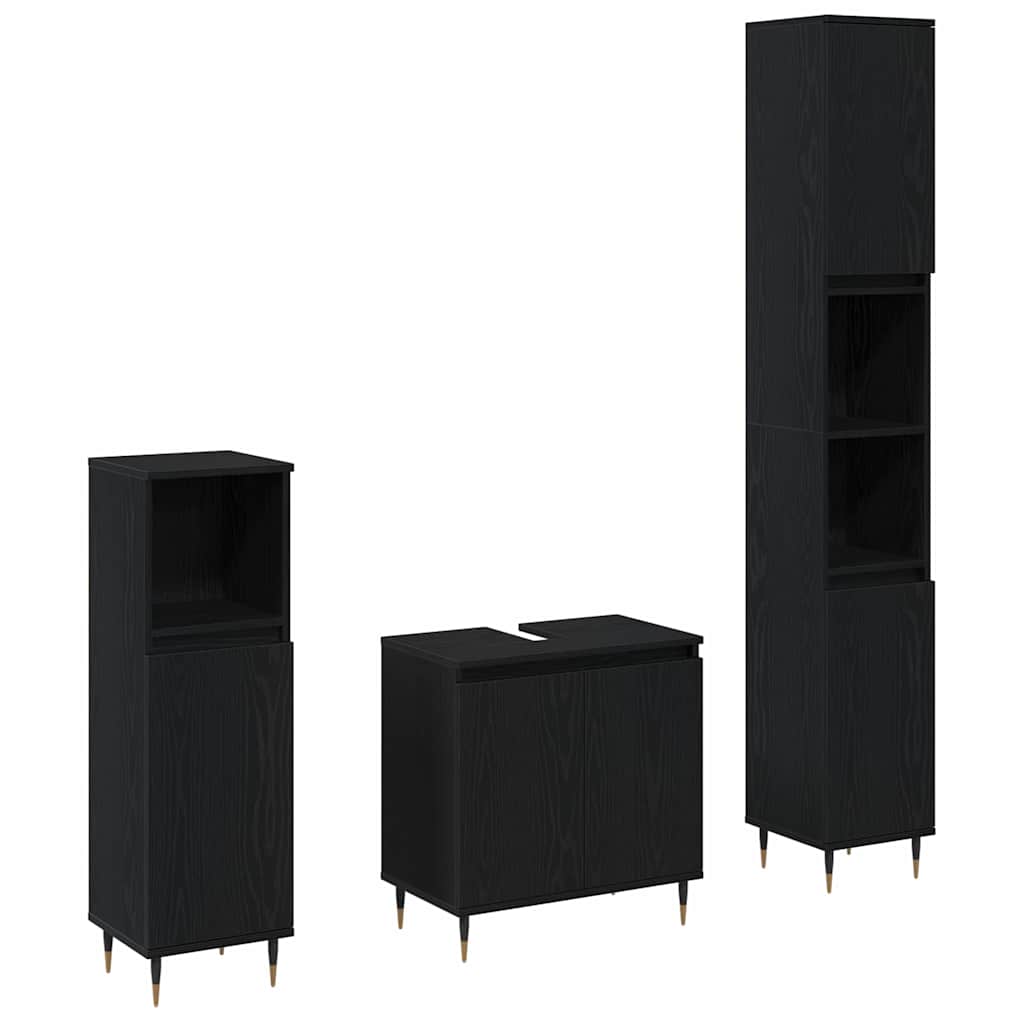 Ensemble de mobilier de salle de bain 3 pc Chêne noir