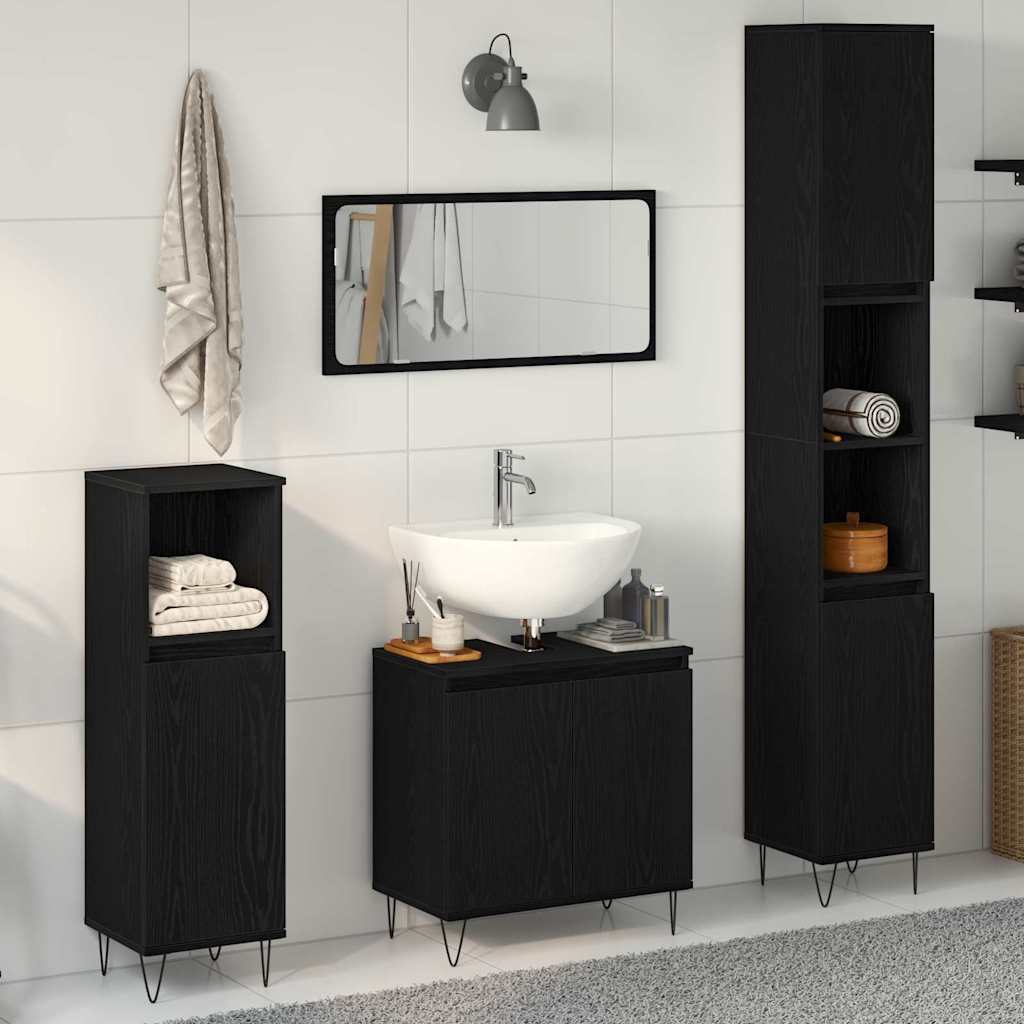 Ensemble de mobilier de salle de bain 3 pc Chêne noir