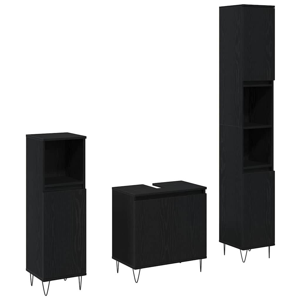 Ensemble de mobilier de salle de bain 3 pc Chêne noir